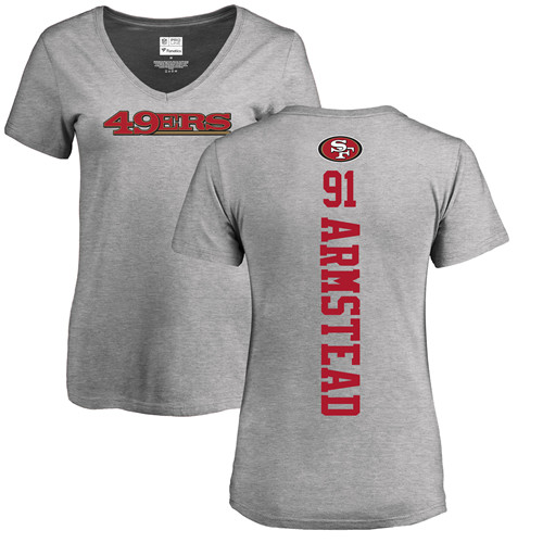 San Francisco 49ers Ash Women Arik Armstead Backer #91 NFL T Shirt->nfl t-shirts->Sports Accessory
